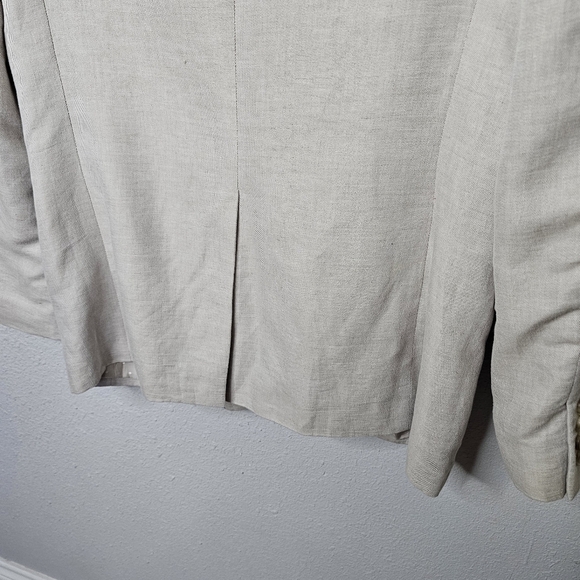 Perry Ellis Blazer Mens 40 Regular Cream Beige Linen Blend Sport Coat Event - Picture 10 of 16
